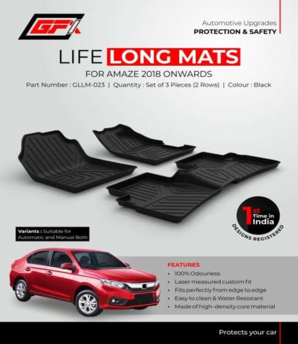 GFX Premium Life Long Floor/Foot Mats For Honda Amaze 2018 Onwards - Image 4